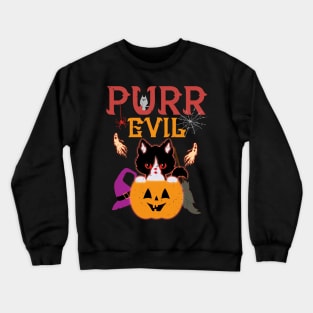 Purr Evil Cat Halloween Crewneck Sweatshirt